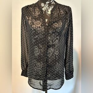 Black and white polka dot sheer blouse